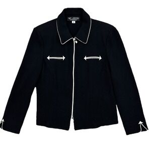 St. John Western Santana Knit Zip-Up Blazer Jacket